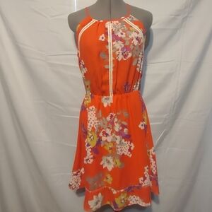 🌶️ Collective Concepts Floral Orange Sundress Small Sleeveless Women